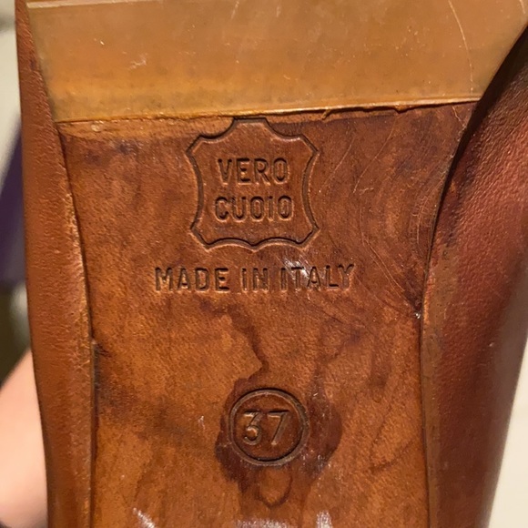 Vero Cuoio Brown Leather Mid Calf High Heel Boots - Picture 3 of 9